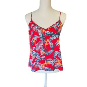 Pink Rose Spaghetti Strap Red Floral Flower Camisole/tank top. Women Size Medium